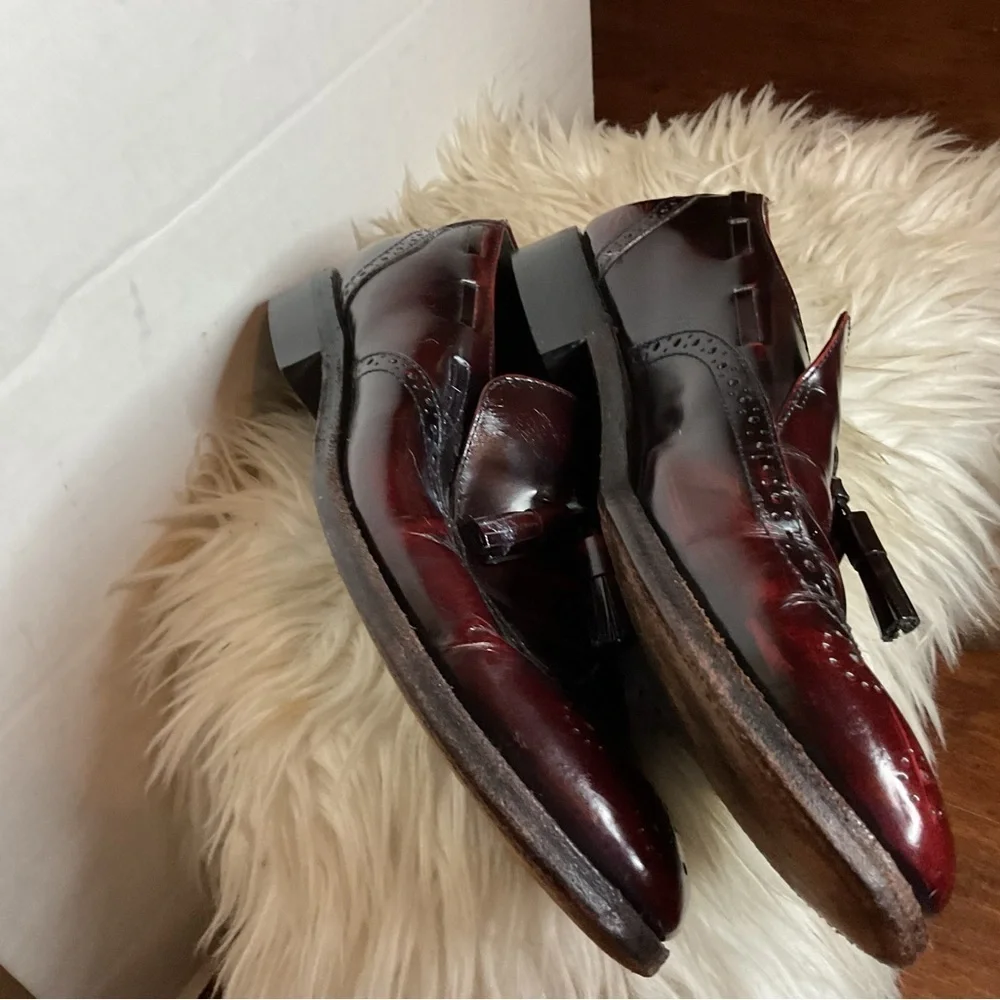 Jarman Men's Burgundy Leather Tasseled loafers 9.5 D